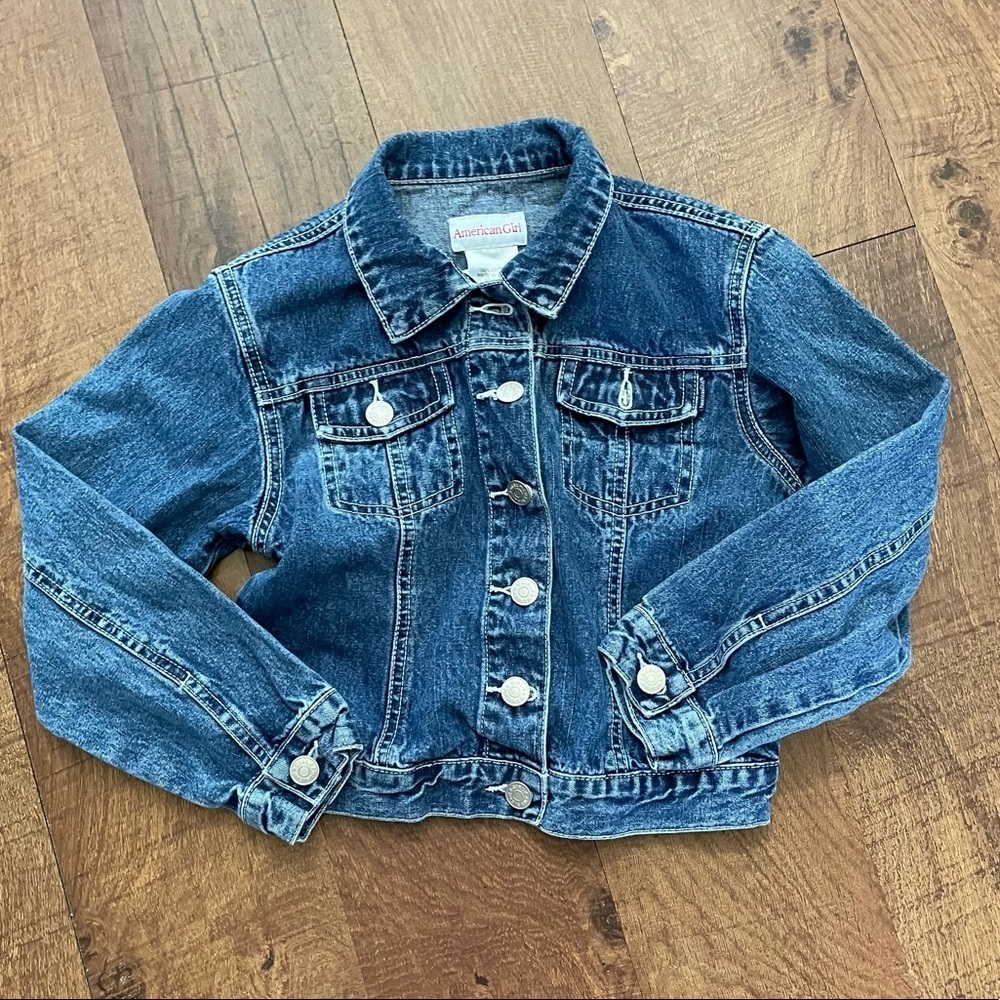 American girl blue jeans jacket for girl sz small 100% cotton